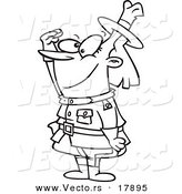 Vector of a Cartoon Female Royal Canadian Mounted Police Officer - Outlined Coloring Page by Toonaday