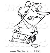 Vector of a Cartoon Female Umpire - Outlined Coloring Page by Toonaday