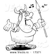 Vector of a Cartoon Female Viking Opera Singer - Coloring Page Outline by Toonaday