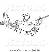 Vector of a Cartoon Fiddler Crab Playing a Violin - Outlined Coloring Page by Toonaday