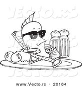 Vector of a Cartoon Fish Relaxing on a Plate - Outlined Coloring Page by Toonaday