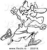 Vector of a Cartoon Fit Senior Man Running - Coloring Page Outline by Toonaday