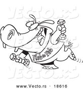 Vector of a Cartoon Flab to Fab Fitness Hippo - Outlined Coloring Page by Toonaday