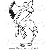 Vector of a Cartoon Flamingo Covering His Mouth - Coloring Page Outline by Toonaday