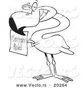 Vector of a Cartoon Flamingo Holding a Flamingos Rule Sign - Outlined Coloring Page by Toonaday