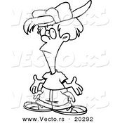 Vector of a Cartoon Flat Broke Teen Boy - Coloring Page Outline by Toonaday
