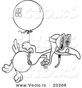 Vector of a Cartoon Flightless Bird Tied to a Balloon - Outlined Coloring Page by Toonaday