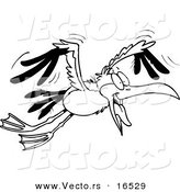 Vector of a Cartoon Flying Gull - Outlined Coloring Page Drawing by Toonaday