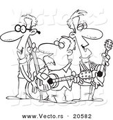 Vector of a Cartoon Folk Music Band - Coloring Page Outline by Toonaday