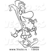 Vector of a Cartoon Fool Walking - Outlined Coloring Page Drawing by Toonaday