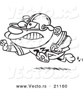 Vector of a Cartoon Football Bulldog Running with a Straight Arm - Coloring Page Outline by Toonaday