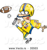 Vector of a Cartoon Football Player Kicking the Ball by Toonaday