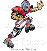 Vector of a Cartoon Football Player Mascot Charging Forward with the Ball by Chromaco