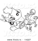 Vector of a Cartoon Football Player Tackling Another and Knocking out His Teeth - Coloring Page Outline by Toonaday