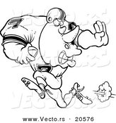 Vector of a Cartoon Football Rhino Running - Coloring Page Outline by Toonaday