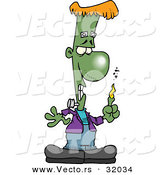 Vector of a Cartoon Frankenstein Looking at His Burning Finger by Toonaday