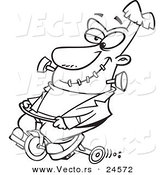 Vector of a Cartoon Frankenstein Riding a Trike - Outlined Coloring Page by Toonaday