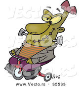 Vector of a Cartoon Frankenstein Riding a Trike While Grinning by Toonaday