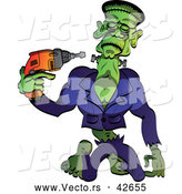 Vector of a Cartoon Frankenstein Tightening Screws on His Neck by Zooco