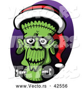 Vector of a Cartoon Frankenstein Wearing a Santa Hat by Zooco
