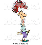 Vector of a Cartoon Frazzled Red Haired White Businesswoman by Toonaday