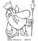 Vector of a Cartoon Friendly King - Outlined Coloring Page by Toonaday