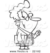 Vector of a Cartoon Friendly School Teacher - Outlined Coloring Page by Toonaday