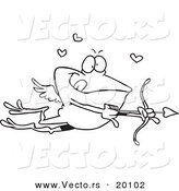 Vector of a Cartoon Frog Cupid - Outlined Coloring Page by Toonaday