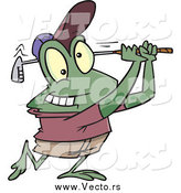Vector of a Cartoon Frog Golfer by Toonaday