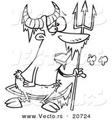 Vector of a Cartoon Frozen Faun Holding a Trident - Coloring Page Outline by Toonaday