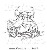 Vector of a Cartoon Frozen Viking - Coloring Page Outline by Toonaday