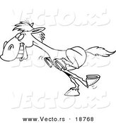 Vector of a Cartoon Galloping Horse - Outlined Coloring Page by Toonaday