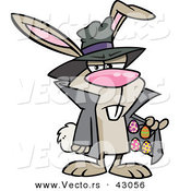 Vector of a Cartoon Gangster Easter Bunny Selling Valuable Stolen Eggs by Toonaday