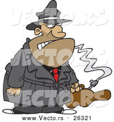 Vector of a Cartoon Gangster Man with a Gun in a Violin Case by Toonaday