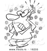 Vector of a Cartoon Germophobe Man - Outlined Coloring Page Drawing by Toonaday