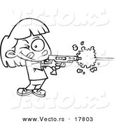 Vector of a Cartoon Girl Playing Laser Tag - Outlined Coloring Page by Toonaday