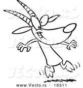 Vector of a Cartoon Goat Dancing - Outlined Coloring Page Drawing by Toonaday