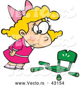 Vector of a Cartoon Goldilocks Girl Shockingly Looking at Her Broken Chair by Toonaday