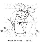 Vector of a Cartoon Golf Bag - Outlined Coloring Page Drawing by Toonaday