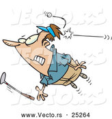 Vector of a Cartoon Golfer Being Hit by a Golf Ball by Toonaday
