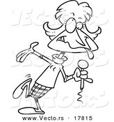Vector of a Cartoon Goofy Female Comedian - Outlined Coloring Page by Toonaday