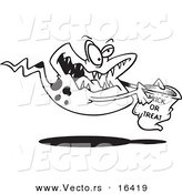 Vector of a Cartoon Gost Trick or Treating - Outlined Coloring Page Drawing by Toonaday