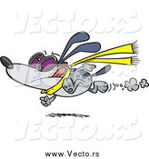 Vector of a Cartoon Gray Race Dog Running and Wearing Goggles by Toonaday