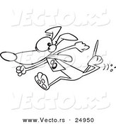 Vector of a Cartoon Greyhound Dog Racing at the Track - Outlined Coloring Page by Toonaday