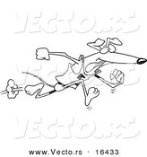Vector of a Cartoon Greyhound Dog Running Upright - Outlined Coloring Page Drawing by Toonaday