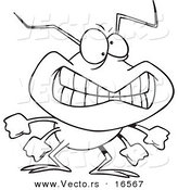 Vector of a Cartoon Grinning Bad Bug - Outlined Coloring Page Drawing by Toonaday