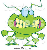 Vector of a Cartoon Grinning Bad Green Bug by Toonaday