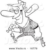 Vector of a Cartoon Grinning Baseball Player - Coloring Page Outline by Toonaday