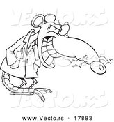 Vector of a Cartoon Grinning Lab Rat - Outlined Coloring Page by Toonaday