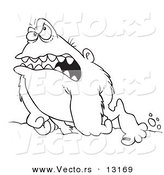 Vector of a Cartoon Grouchy Abominable Snowman - Coloring Page Outline by Toonaday